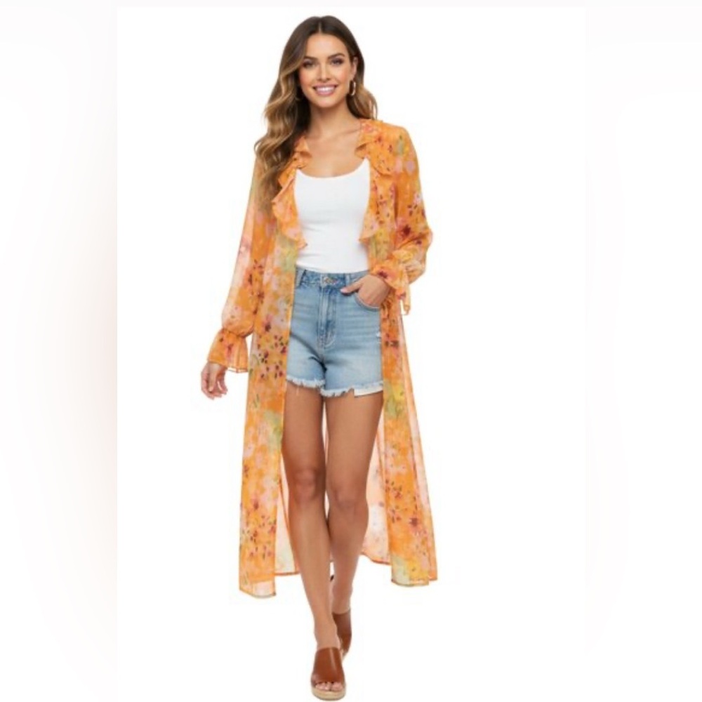 Floral Ruffle cover up - Picture 1 of 8